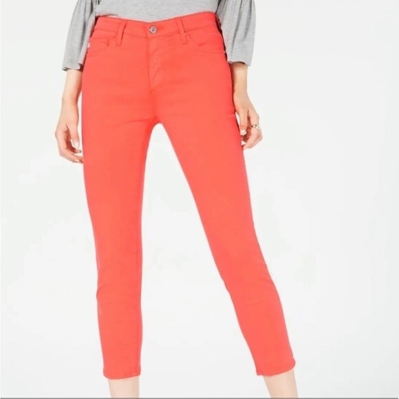 AG Adriano GoldSchmied The Prima Crop Cigarette Crop in Coral/Orange, Size 25 - Picture 1 of 14